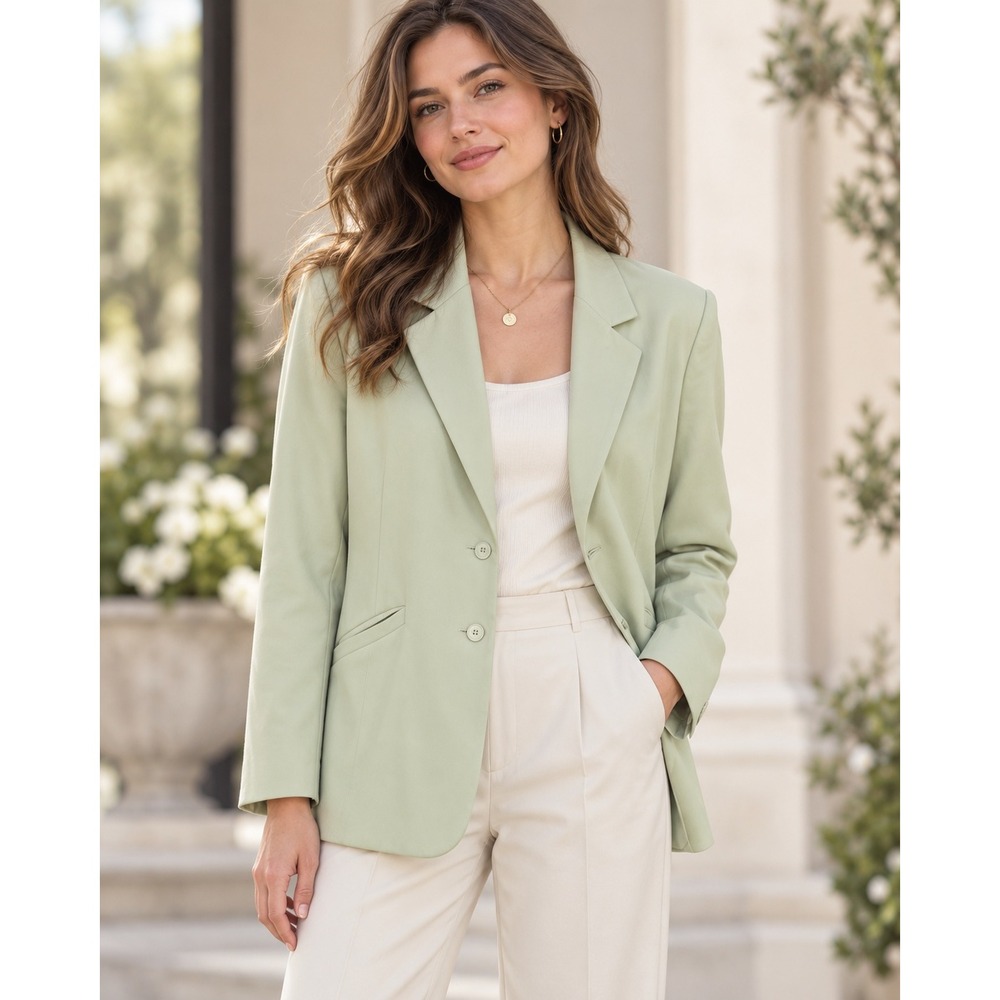 Vtg 90s Pendleton Mint Green Virgin Wool Blazer Petite 16 Pastel Preppy Career